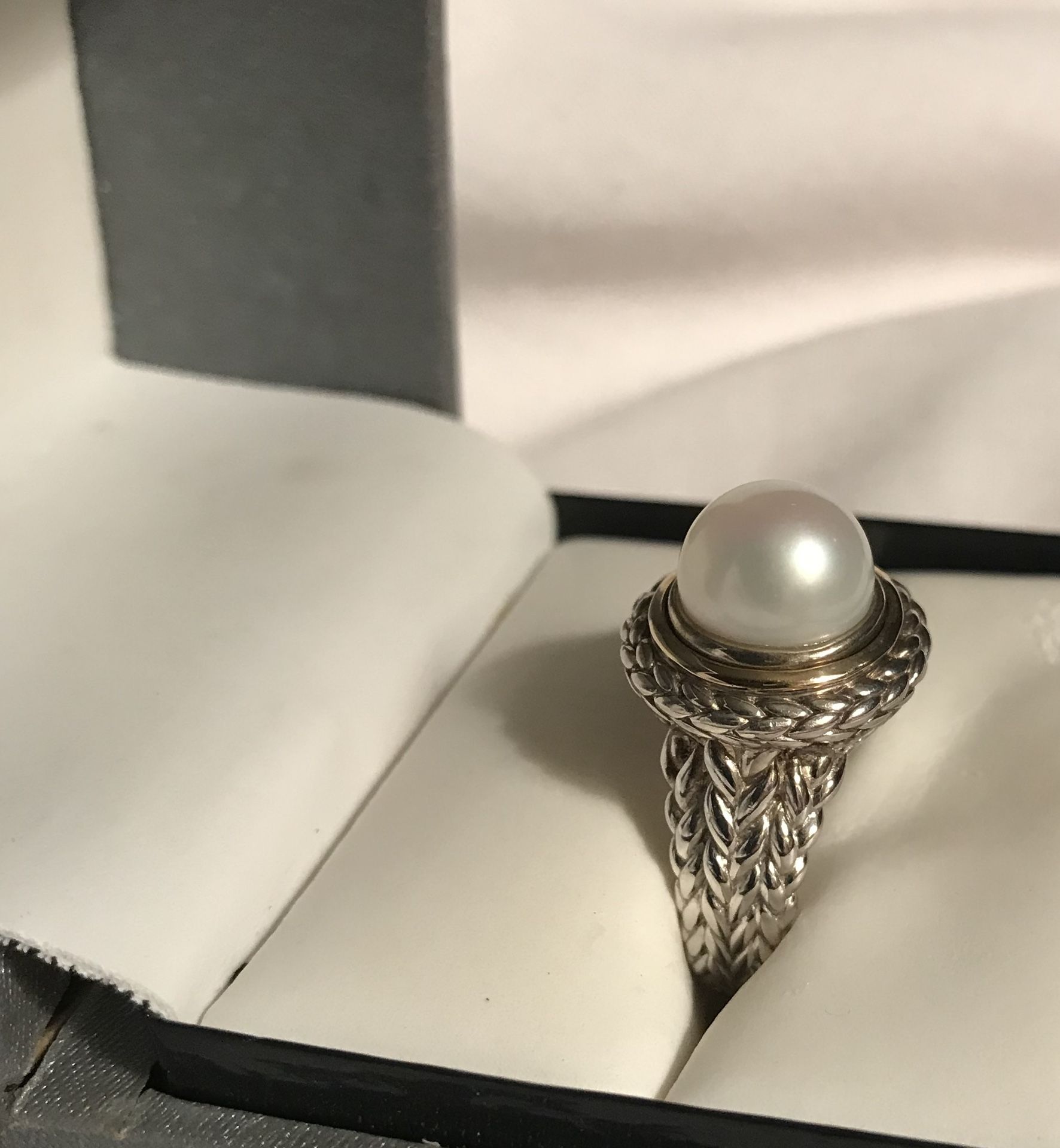 Vintage 925 Silver and 14k Gold with Large Pearl setting