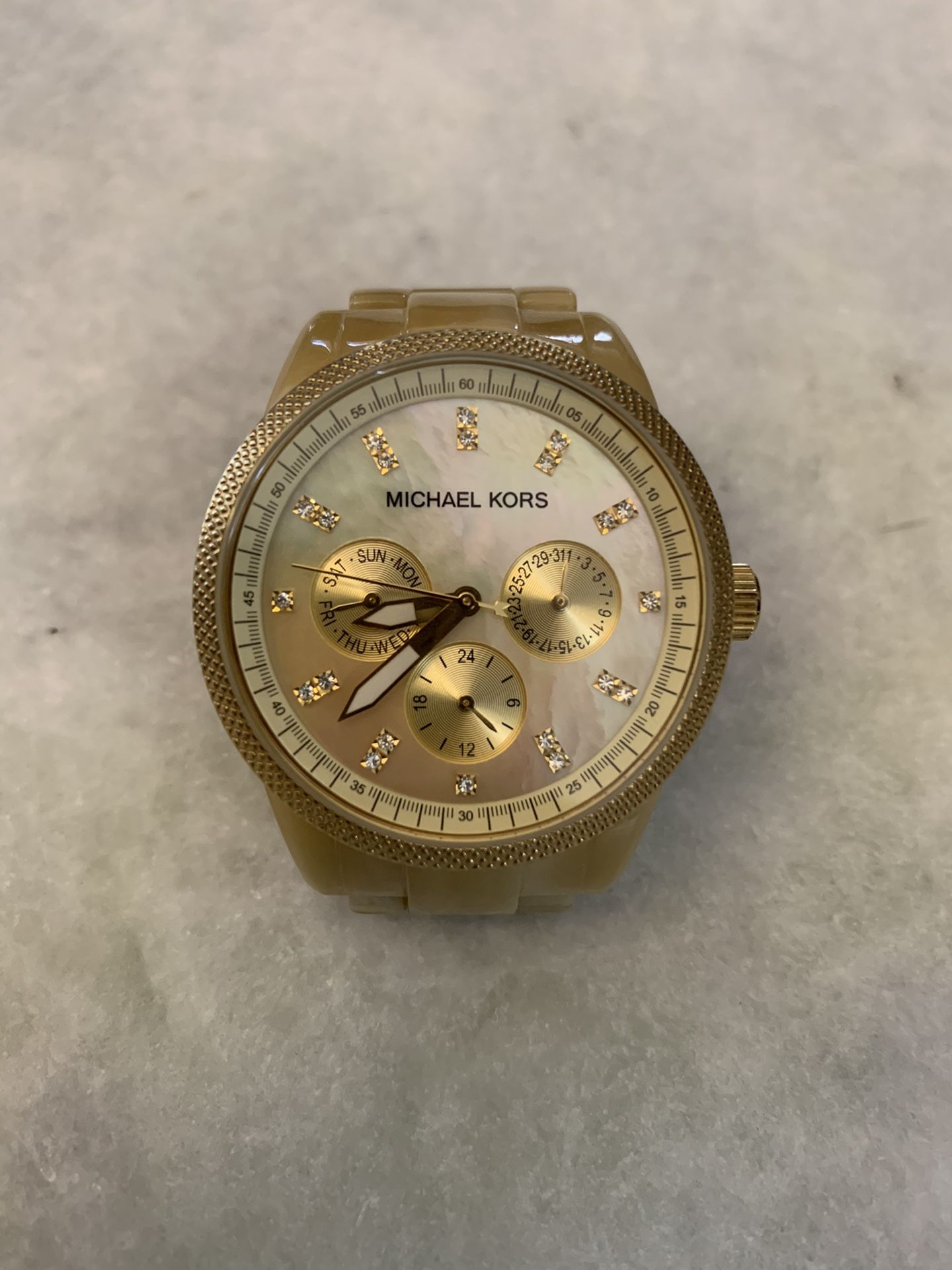 Michael Kors Tortoise Acrylic Chronograph Ladies Watch Michael Kors Tortoise Diamond Bezel Dress Wrist Watch for  main image 2