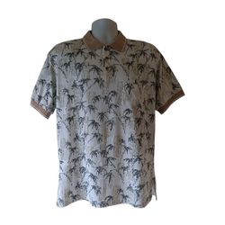 Michael Austin men's multicolored Bamboo Tiki print short-sleeve polo shirt M