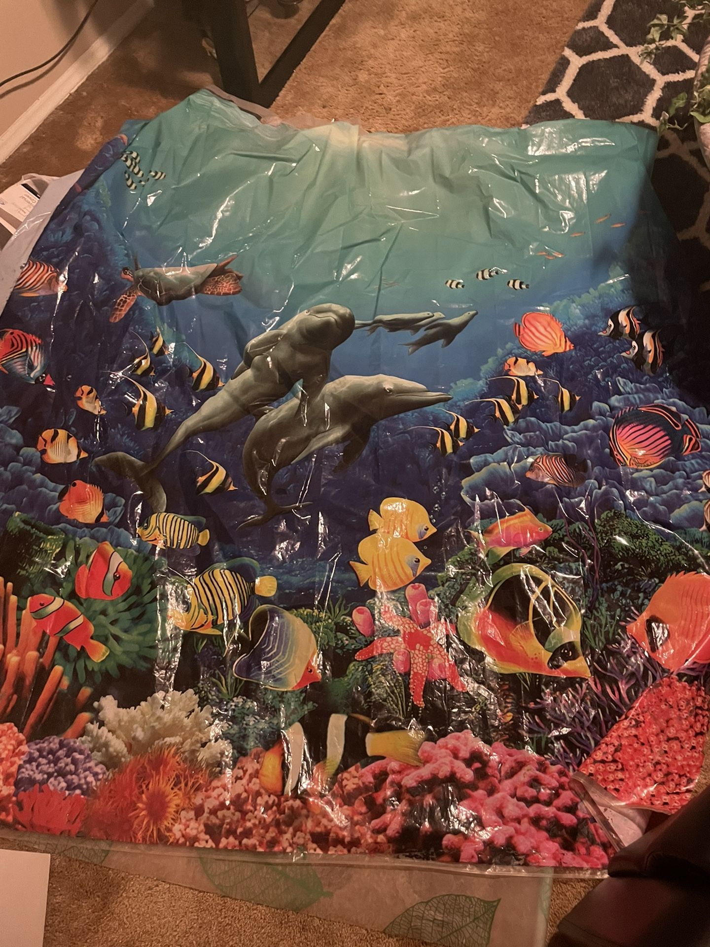 Shower curtain and three piece bedroom set