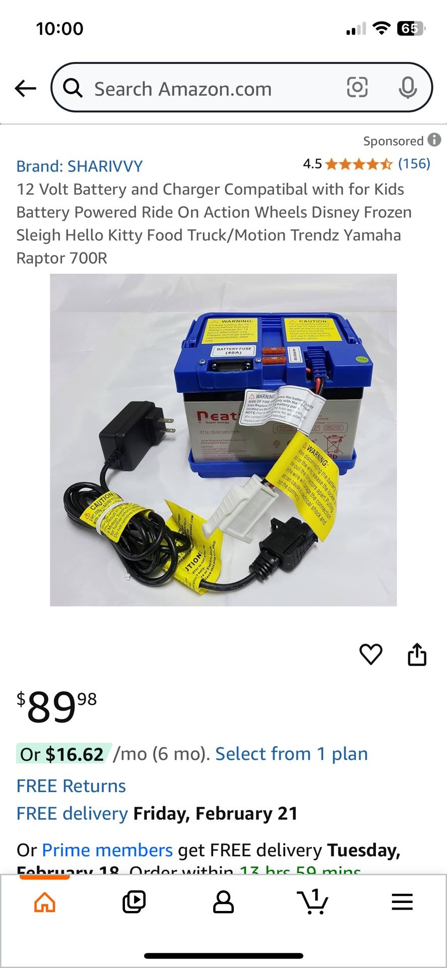 12 Volt Battery and Charger Compatibal with for Motion Trendz Action Wheels Mega Tredz Yamaha Raptor 660 Battery Powered Ride On