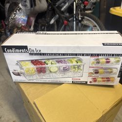 Condiments On Ice Five Compartment Serving Bar With Ice Chamber Below