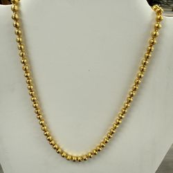 24kt Solid Chinese Bead Style Gold Chain 16 Inches 