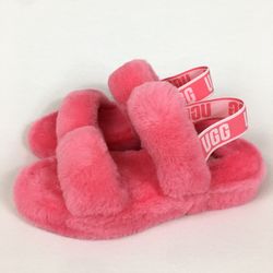 UGG Oh Yeah Lamb Fur Slides Slipper Strawberry Sorbet Women’s Size 7