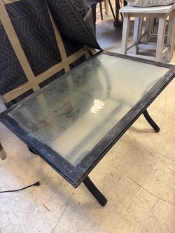 Black Metal Coffee Table with Glass - 36” x 24” Top