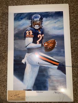 Chicago Bears #23 Devin Hester Portrait Art Print 16.25” x 10.5” By Paul Ashack. There are dents on back but pic is not damaged