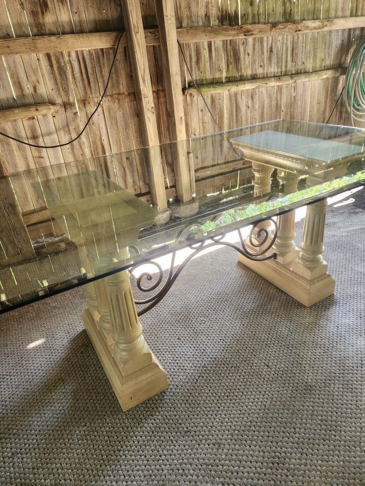 Large Rectangle Beveled Glass Dining Table