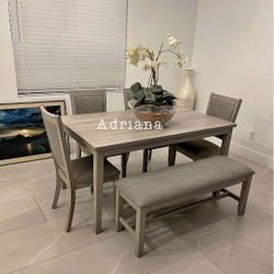 Elegant! 6-pc Dining Set Light Grey Brand New