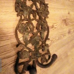 Vintage Wrought Iron Wall Decor w/ Hooks At The Bottom