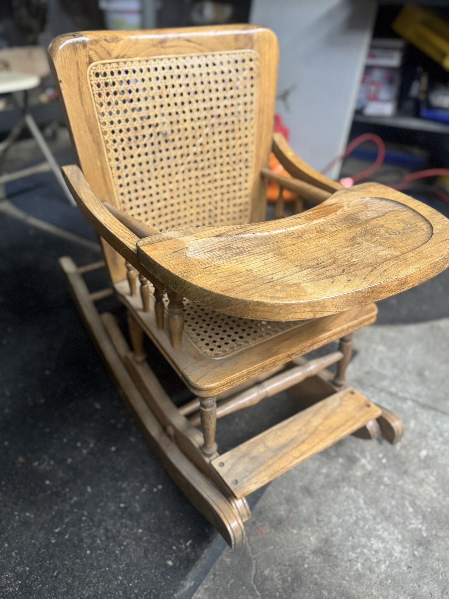 Antique Baby’s High Chair Rocking Chair In Excellent Condition