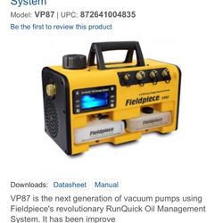 Bomba de vacío de dos etapas Fieldpiece VP87 de 8 CFM con sistema de cambio de aceite RunQuick