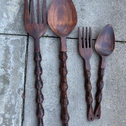 Monkey pod Fork And Spoon Set