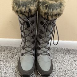 L.L. Bean Carrabassett Snow Boots Fur Tall Women's Size 8 Pewter EUC