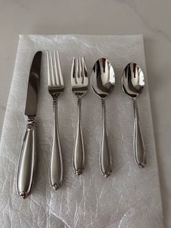 Princess House Barrington Stainless 18/10 Frosted Flatware 5 Piece Place Setting