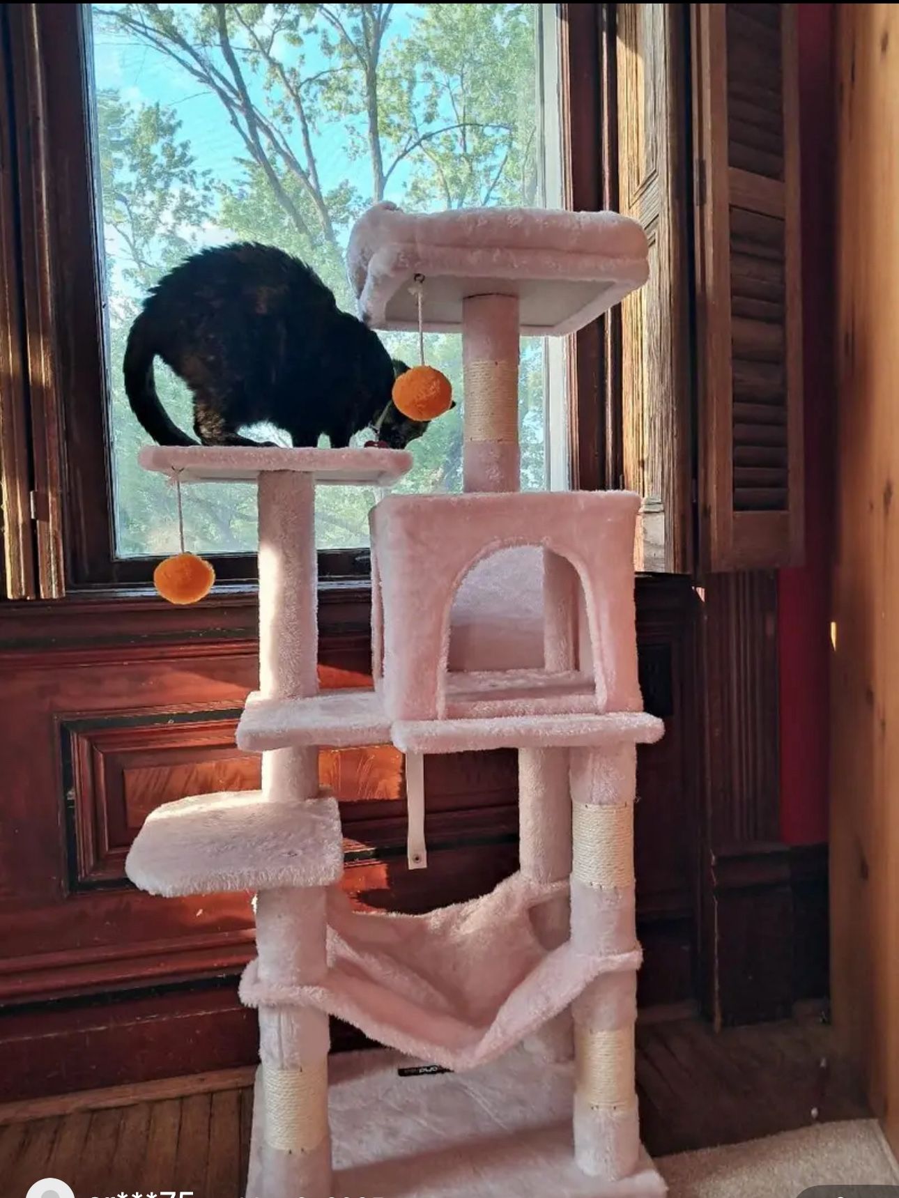 Feandrea Cat Tree, 44.1-Inch Cat Tower for Indoor Cats, Multi-Level Cat Condo with 4 Scratching Posts, 2 Perches, Hammock, Cave, Jelly Pink