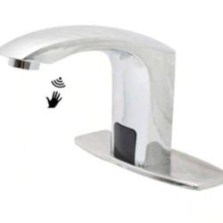 BWE Automatic Sensor Touchless Bathroom Sink Faucet With Deck Plate In Polished Chrome