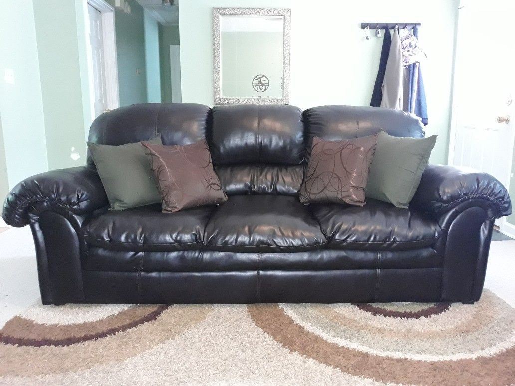 Dark brown bonded leather couch