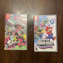 2 Nintendo Switch Games Super Mario Bros Wonder Splatoon 2