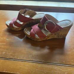 Red Leather Wedges Size 8