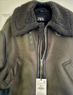 Zara Black Winter Shearling Jacket