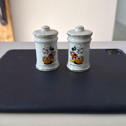 Vintage Disney Mickey Mouse Porcelian salt & pepper set