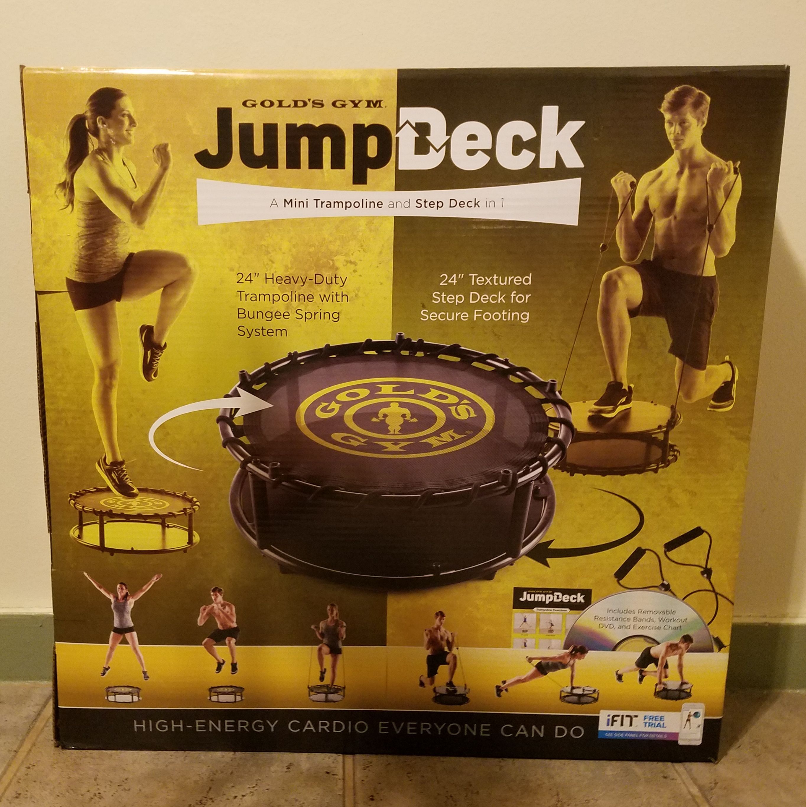 Gold's Gym Jump Deck Mini Trampoline & Step Deck 2 in 1