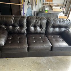 Faux Brown Leather Sofa!! - Good Quality!!