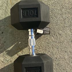 70 Pound dumbbell 