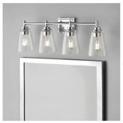 Hampton Bay Wakefield 31 in. 4-Light Chrome Modern Vanity with Clear Glass Shades