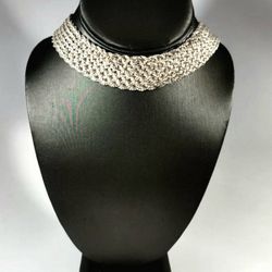 SOLID!Sterling Silver Braided Colar Necklace 