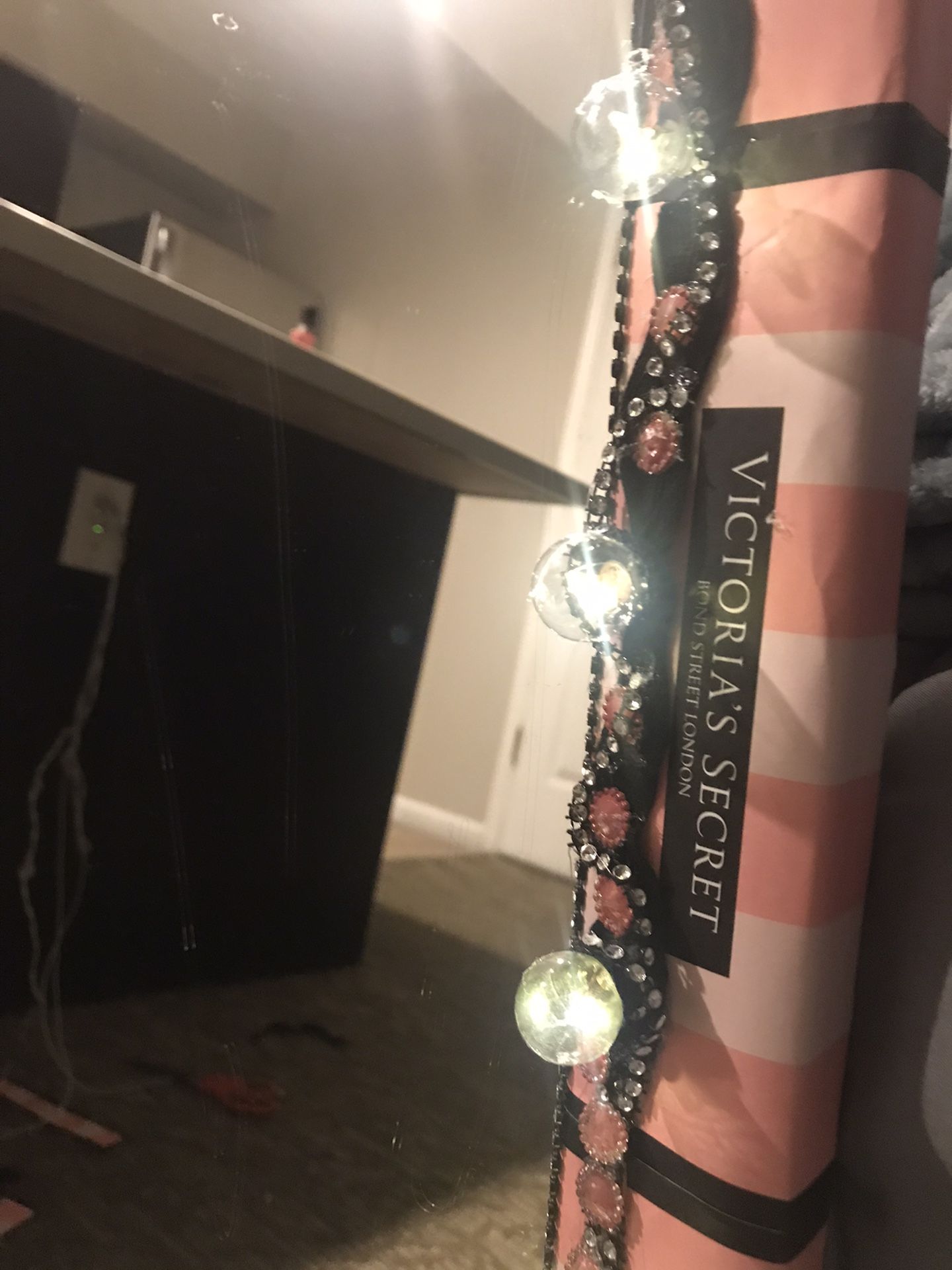 Victoria Secret large black and pink silver glam Mirror with led