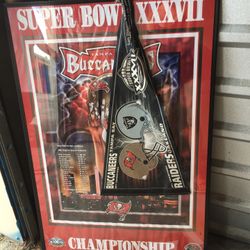 Bundle Of 3 NFL Buccaneers Print Framed Pictures 