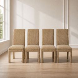 Set ofv4 Tan Corduroy High -Back dining chairs