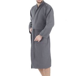 NEW Men Lightweight Gray Cotton Robe