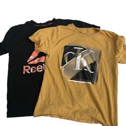 Boys Short Sleeve Shirt Bundle Black and Yellow Medium size 8 Shirts