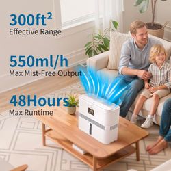 Smart Evaporative Humidifiers for Bedroom, Living Room, Nursery, Large Room up to 300 ft², 5L Tank, Max 48H Runtime, Mist-free Top Fill Humidifier for