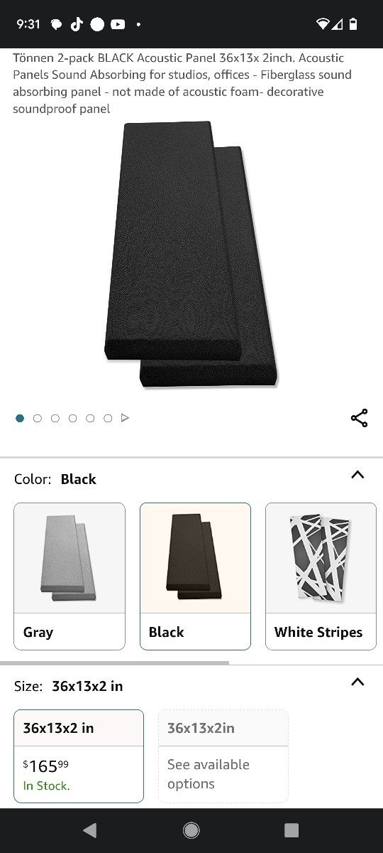 $100 TONNEN 2-PACK ACOUSTIC SOUND ABSORBING PANELS