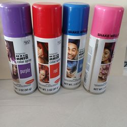 SET of 4 temporary hair color spray NEW
