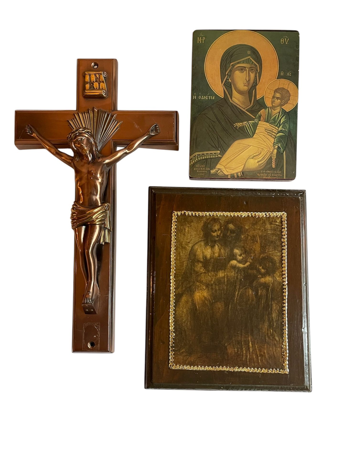 Set Of 3 Vintage Religious Items Crucifix, Art, Catholicism, Jesus 