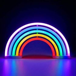 Rainbow Night Light for Kids Gift LED Rainbow Neon Signs Rainbow Lamp for Wall Decor Bedroom Decorations Home Accessories Party Holiday Decor Battery 