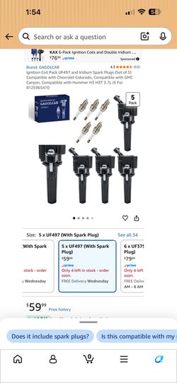 Ignition coil and spark plugs