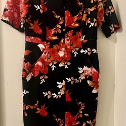Women Dress - Size 12 - Dark Blue With Floral Print
