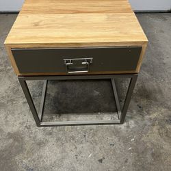 Heavy Duty Solid Wood & Iron Nightstand / End Table