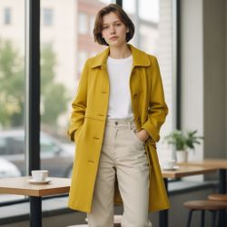 Mustard Yellow Trench Coat medium 
