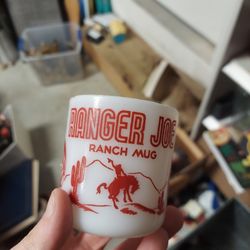 Vintage 1950s Milk Glass Ranger Joe Ranch Mug