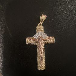 Gold plated tricolor cross pendant