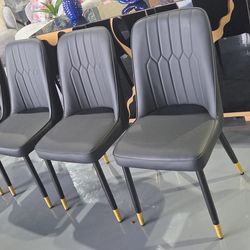 DINING CHAIR BLACK FAUX LEATHER
