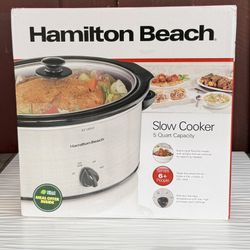 NEW Hamilton Beach 33156RG Slow Cooker With Stoneware Crock 5 Quarts