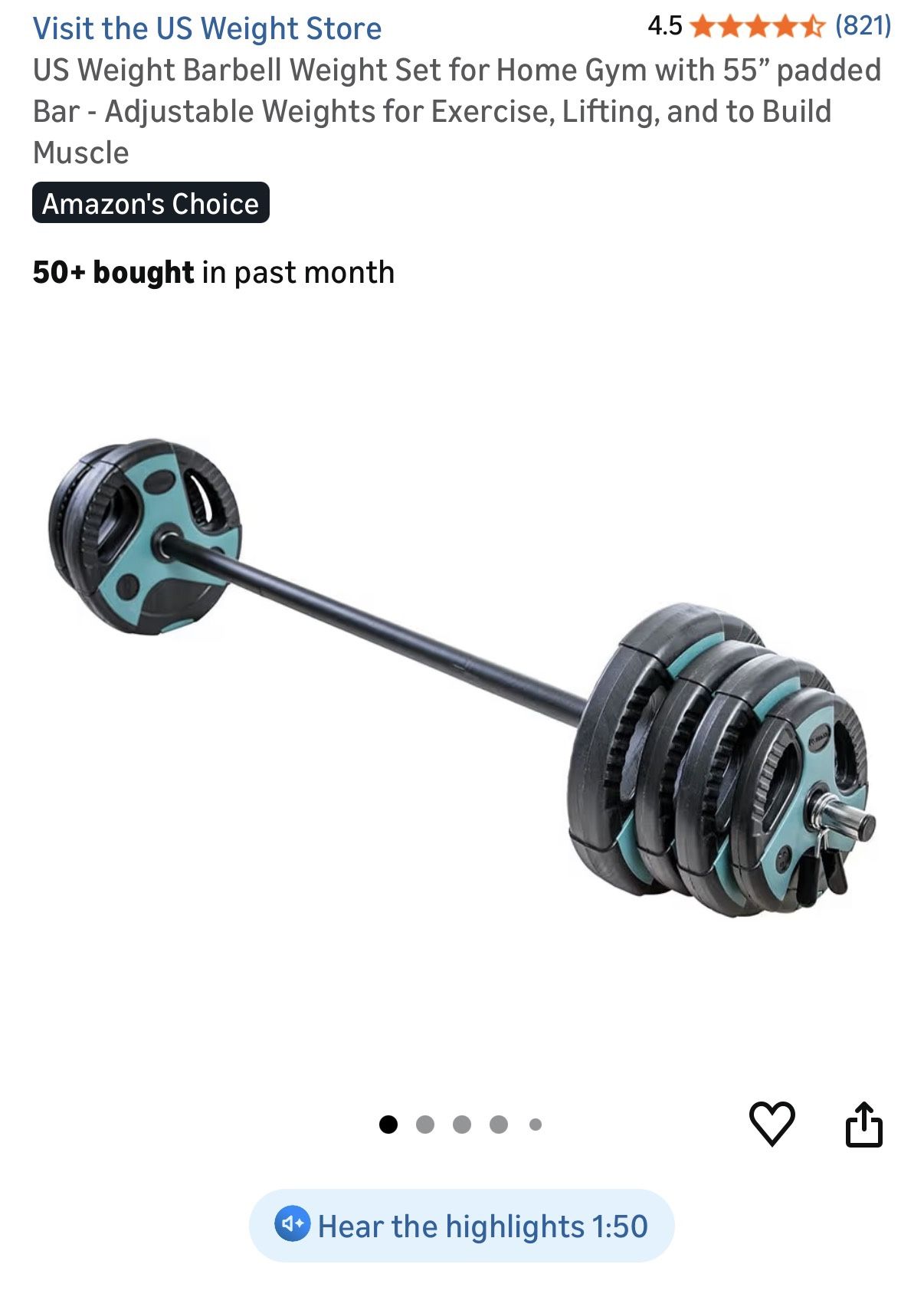 Barbell Set With Additional Clamps And Neck Pad