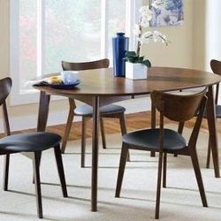 Brand New 5 PC Dark Walnut Oval Dining Set